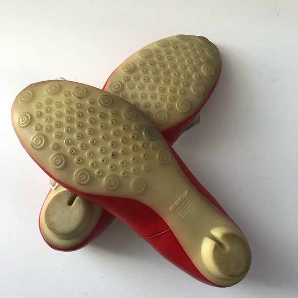 GEOX RESPIRA Red Leather Flats SZ 39 1/2 - Picture 7 of 7